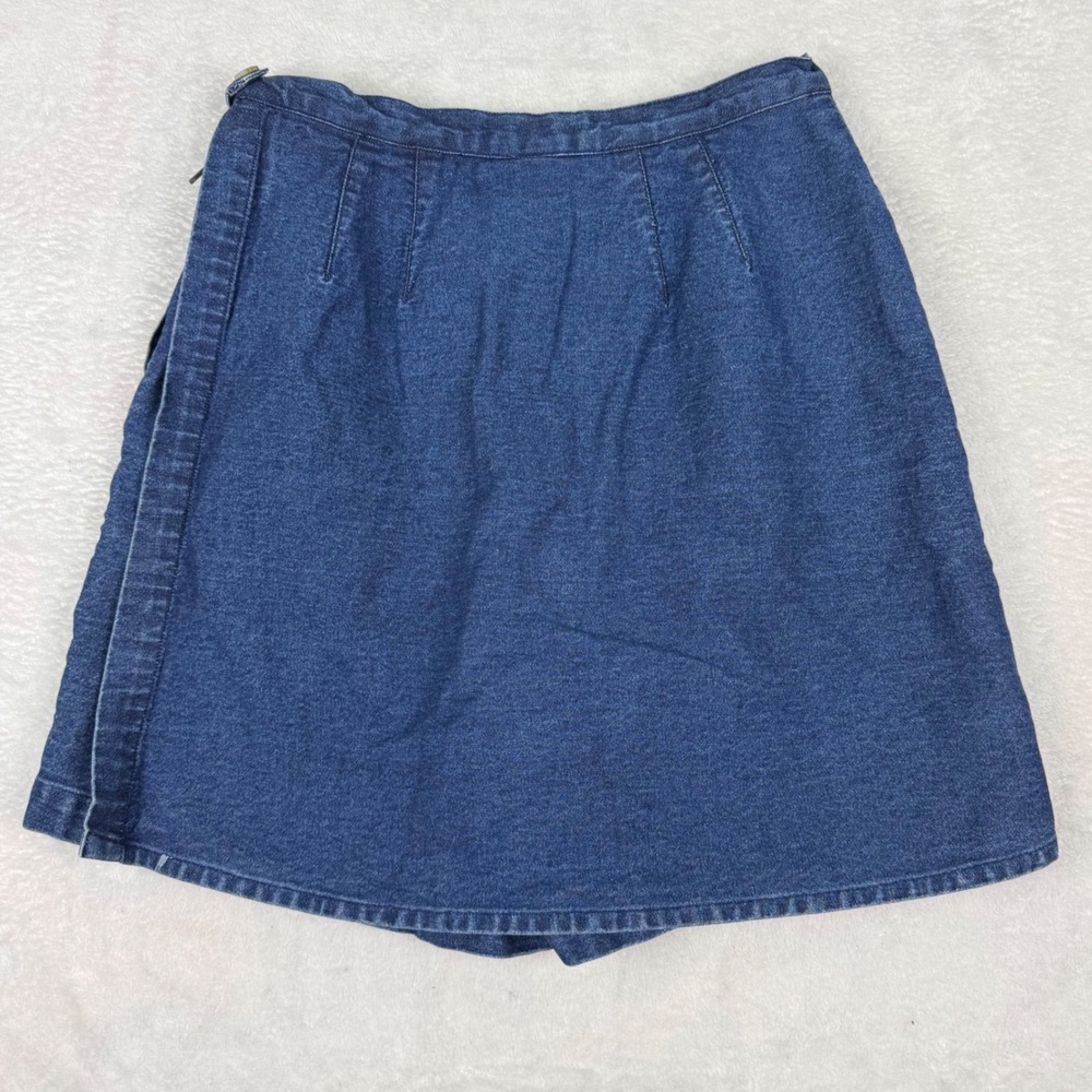 Van Heusen‎ Womens Blue Denim Printed Skort Side Zip Cotton Size 10 - Picture 2 of 10